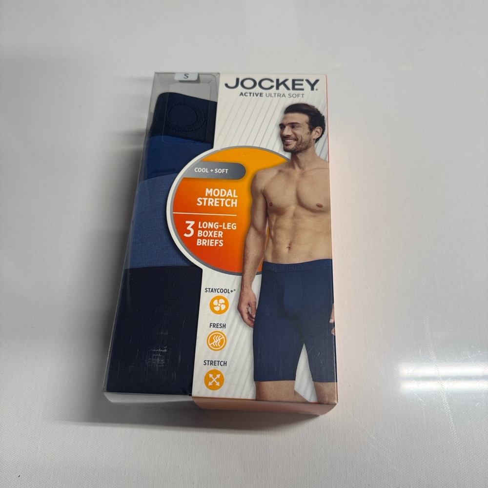 Jockey Boxer Briefs Mens Small 3 Pack Blue Long Leg
